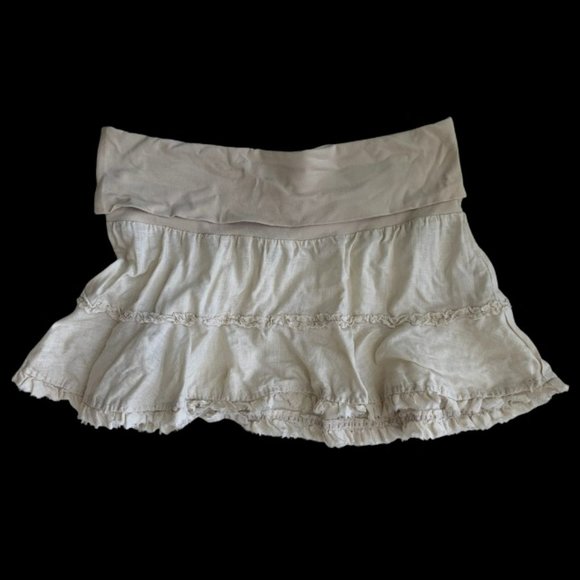 Frilly Beige Linen GUESS Mini-Skirt - Picture 1 of 1